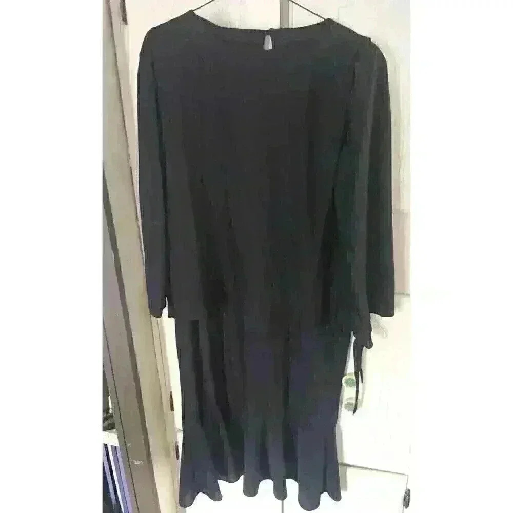 Vintage Women's Black Long Sleeve Dress With Black Cover No Tags Size XL